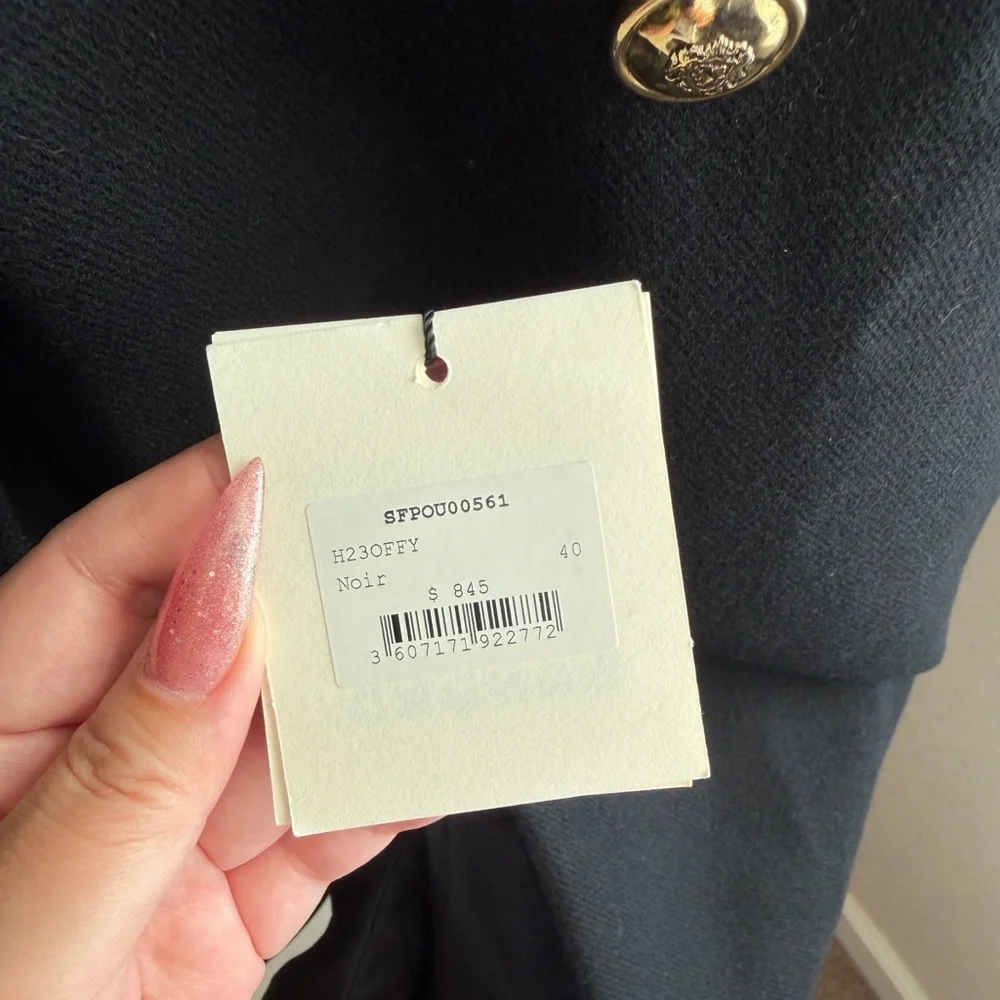 SANDRO Offy Double Breasted Long Coat - Picture 13 of 14